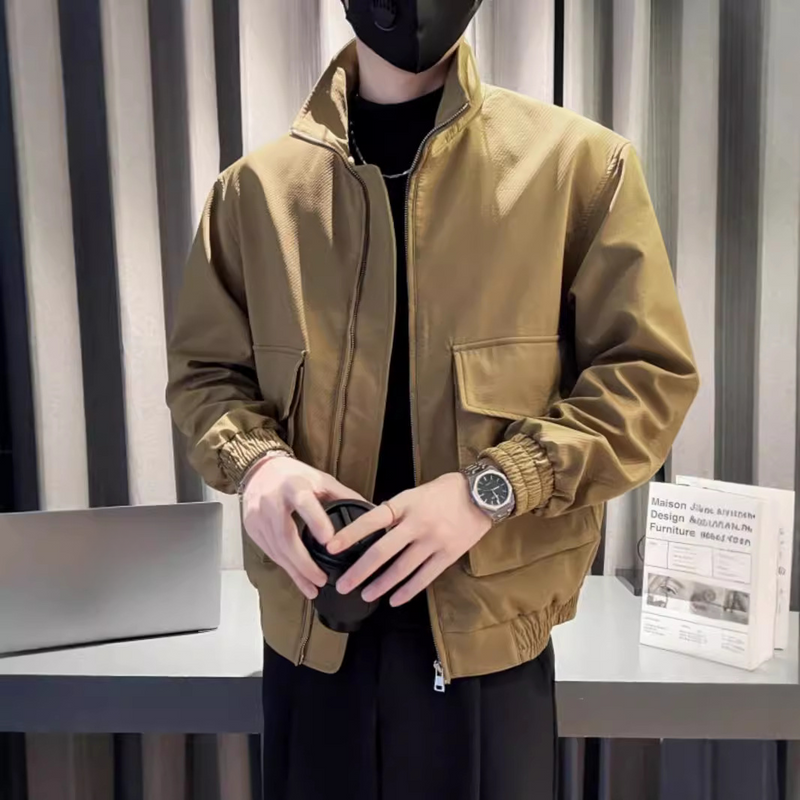 Workwear jacket men's new casual top, rugged and handsome men's jacket, spring and autumn standing collar jacket_voghion.com