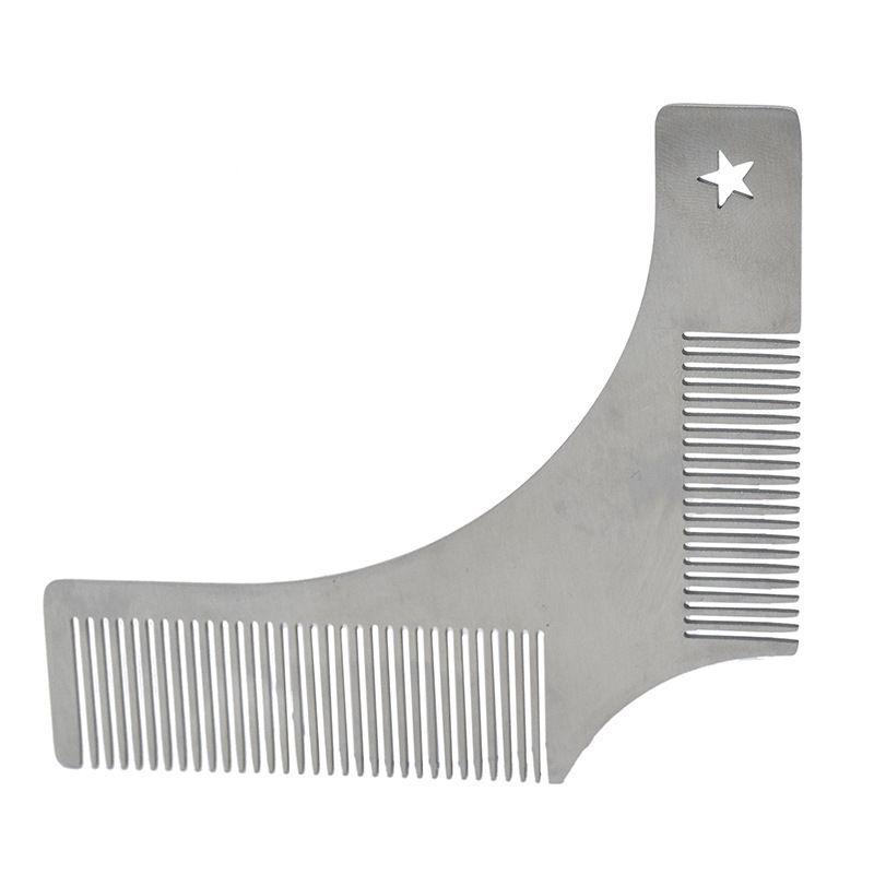 Pettine per barba da uomo in acciaio inossidabile Cura della barba Pettine per lo styling della barba Pettine per lo styling Modello per righello Pettine_voghion.com