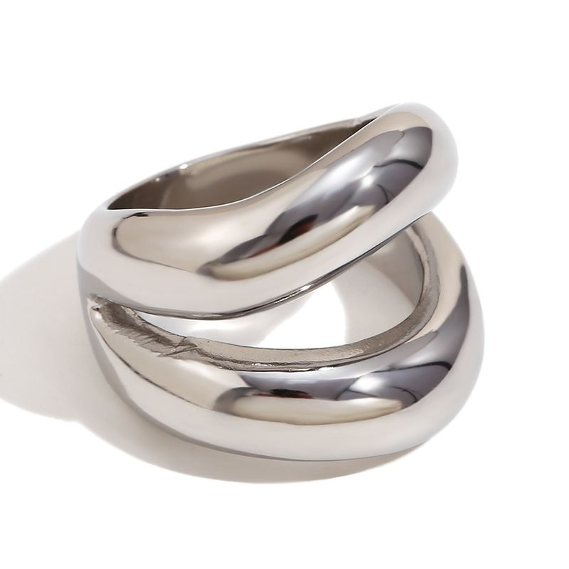 Ins Fashion Simple Niche Design Sense Hand Jewelry Stainless Steel Gold-Plated Lip Shape Ring For Women_voghion.com
