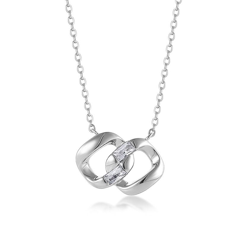 Nyaklánc S925 sterling ezüst Möbius dupla gyűrűs kulcscsontlánc könnyű luxus niche high-end nyaklánc ékszer_voghion.com