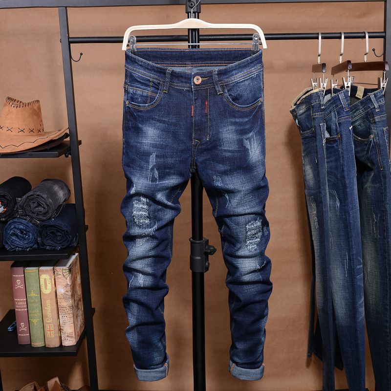 Blugi bărbați, stil coreean de primăvară/vară, stil slim fit, stil de viață nou, stil coreean, stil 2018, stil slim fit, stil de viață nou_voghion.com
