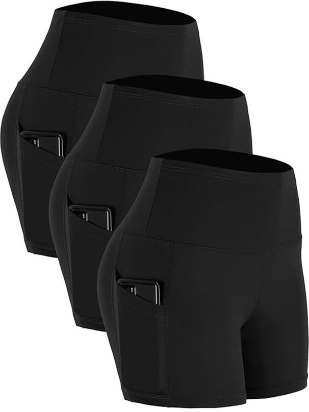 3-piece Set Of Women's High Waisted Yoga Shorts With - Ultra Soft, Elastic Polyester Blend, Perfect Fiess, Comfortable_voghion.com