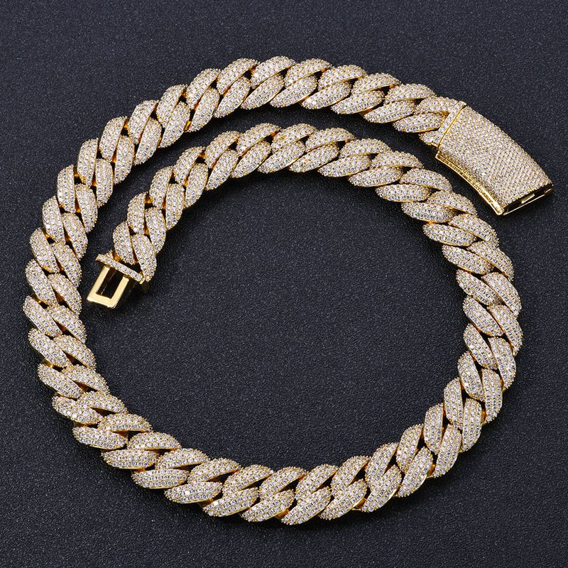 Nieuwe Hip-Hop 18mm drie-rijige diamanten bubbel Cubaanse ketting trendy sieraden heren zirkoon ketting_voghion.com