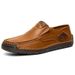 Halbindividuelle, handgenähte Herren-Outdoor-Freizeitschuhe zum Hineinschlüpfen, flache Lederschuhe, niedrige Schuhe, große Loafer_voghion.com