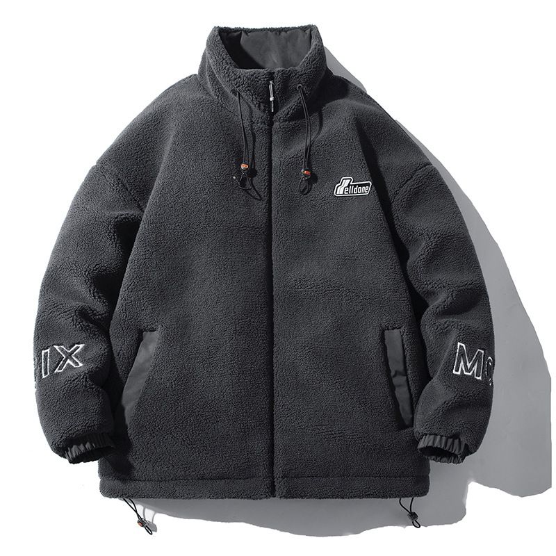 Madingas prekės ženklo džemperis su gobtuvu ant avikailio su gobtuvu rudeniui ir žiemai, šilta granuliuota vilna laisvalaikio ir laisvo stiliaus viršutiniams drabužiams, vyriška striukė_voghion.com