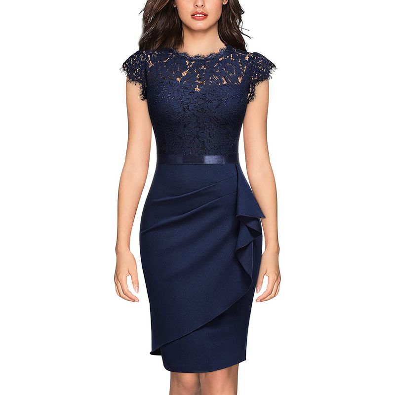 Damenbekleidung Brautjungfernkleid Einstufiger Rock Kleines Kleid Spitzenhüftkleid_voghion.com