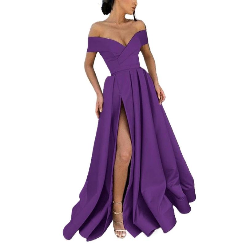 Women's Dress Europe and America Cross Border Deep V-neck Satin Multi-Color Dress 3XL New Summer Sexy Temperament Commute Long Dress_voghion.com