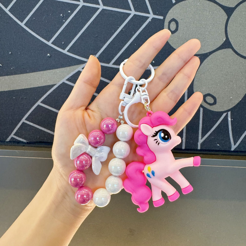 Colgante de cadena para teléfono móvil con dijes de muñeca Pony Paulie con cuentas, llavero con diseño de Sweet Cool Tide Play_voghion.com