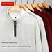 Half-Zip Stand Collar Sweatshirt - Slim Fit Cotton Blend Pullover With Contrast Panels For Men_voghion.com