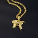 Necklace Zinc Alloy Inlaid Diamond Mini Submachine Gun Pendant Hip Hop Trendy Men's Accessories_voghion.com