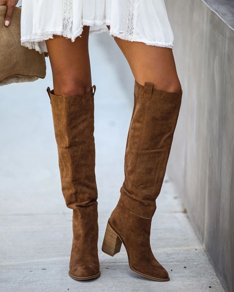 women's boots,  thick heeled long boots, new style boots, high heeled boots, high boots_voghion.com
