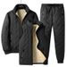 Men's Clothing new cotton jacket lamb fleece stand collar large size plus velvet thickened casual full set cotton jacket three piece set_voghion.com