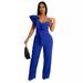 new fashion ruffled one-shoulder sleeveless waist deep V loose solid color jumpsuit for women_voghion.com