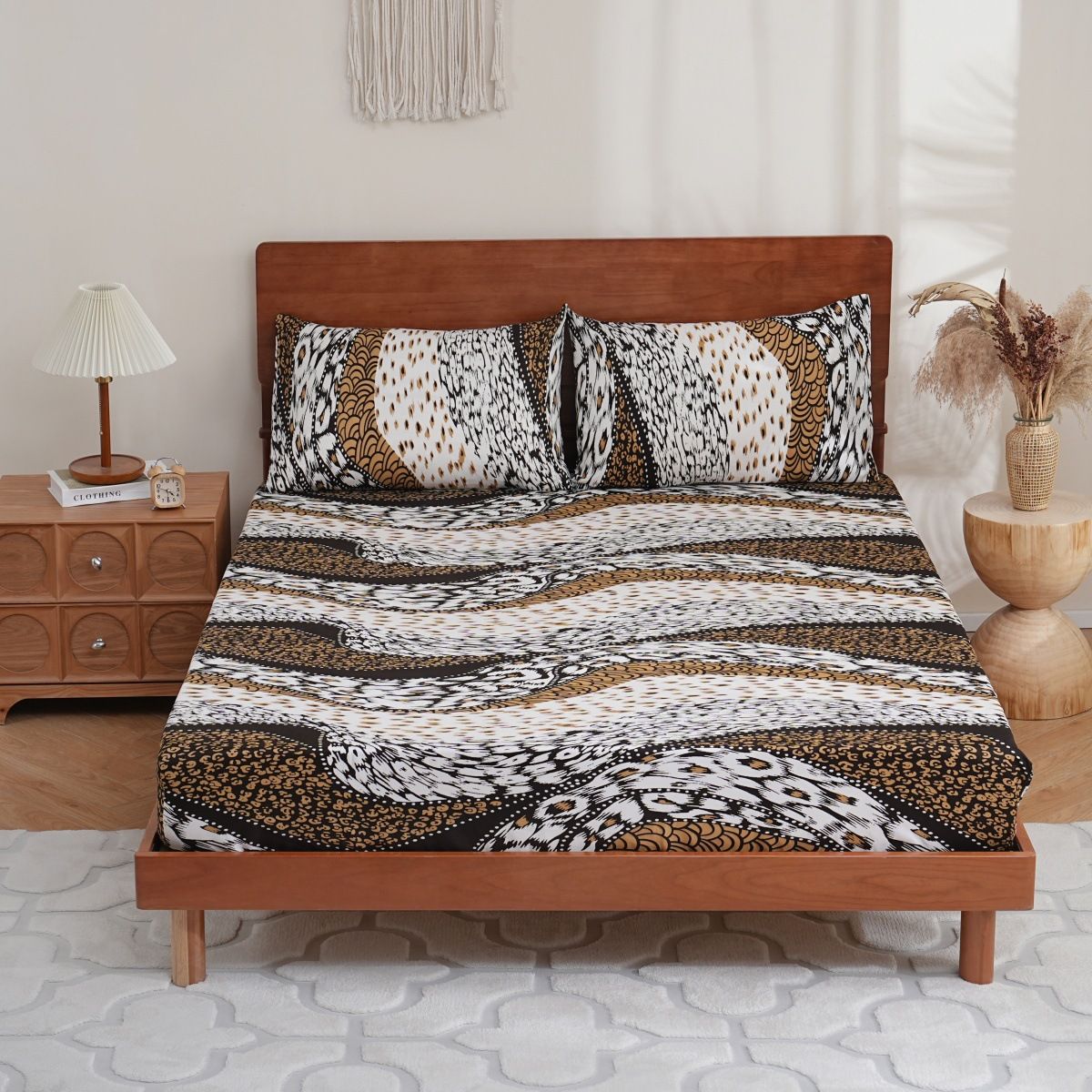 Leopard Tiger Animal Bed Sheet Polyester Skin Friendly Bed Fitted Sheet Mattress Protector Fitted Sheet_voghion.com