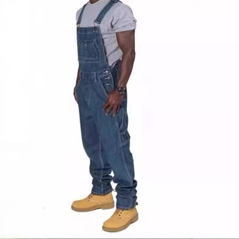 Men's Denim Overalls, Multi-pocket Design, Practical And Durable, Functional, Comfortable And Casual._voghion.com