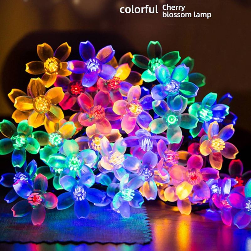 Outdoor Artificial Cherry Blossom String Lights – Waterproof LED Fairy Lights For Garden, Patio & Tree Decor, Warm White & Pink Romantic Ambiance_voghion.com