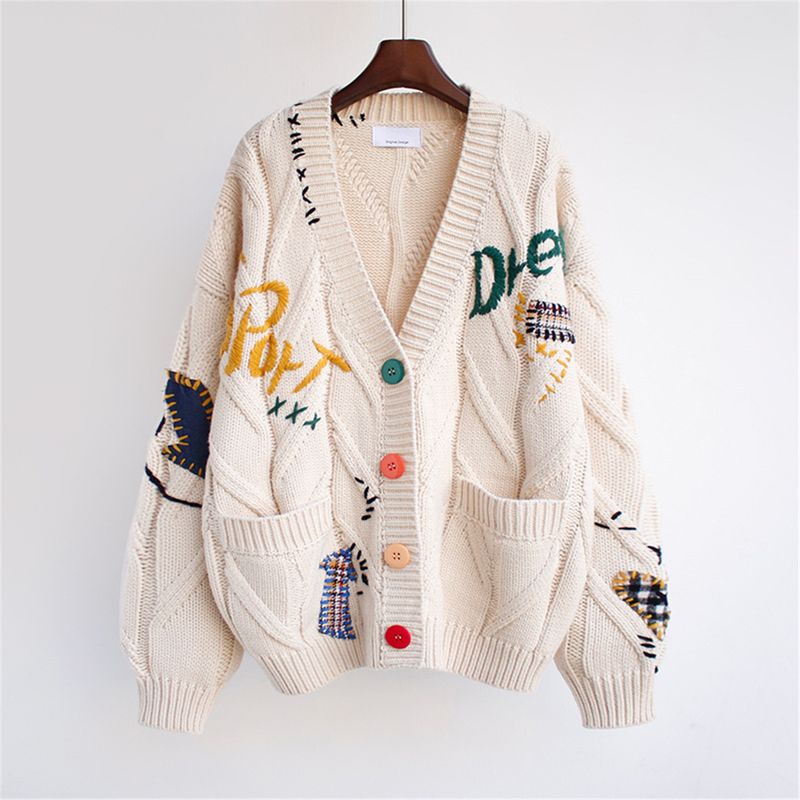 Women's Jacket Loose Short Knitted Sweater Autumn Top New Lazy Style Cardigan Sweater _voghion.com
