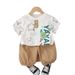 Boys splicing short sleeved set 2024 new children's cool and trendy baby clothes, one year old men's treasure summer_voghion.com