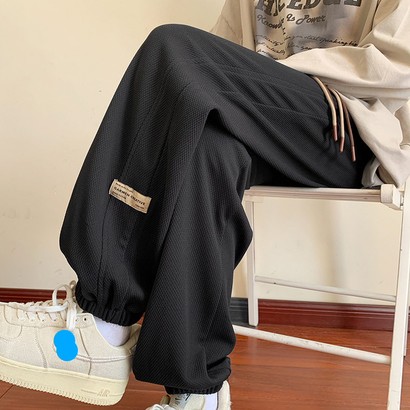 Waffel Männer 2024 Herbst Trendy Lose Neun-Punkt Jogger Jogginghose Plus Größe Jugend Casual Sport Hosen_voghion.com