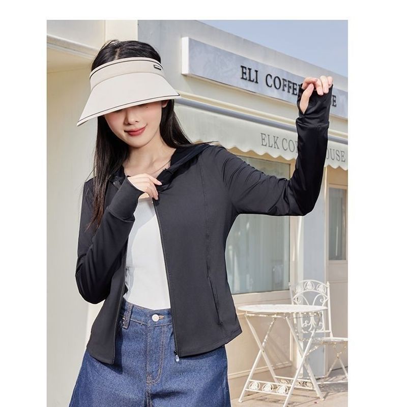 Summer With Pockets New Slim Fit Sun Protection Clothing Outdoor Ice Silk Breathable Thin Fitness Skin Jacket For Women_voghion.com
