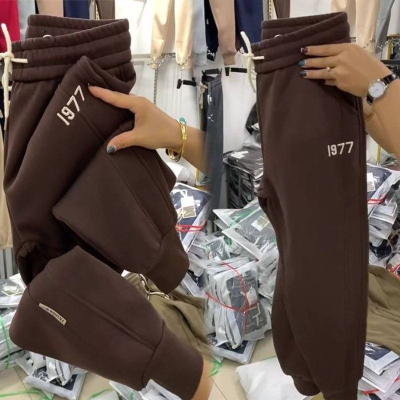 Herrenbekleidung Leggings Freizeithosen Damen Loose Small Size Kordelzug Stickerei Sport Jogginghose Trend_voghion.com