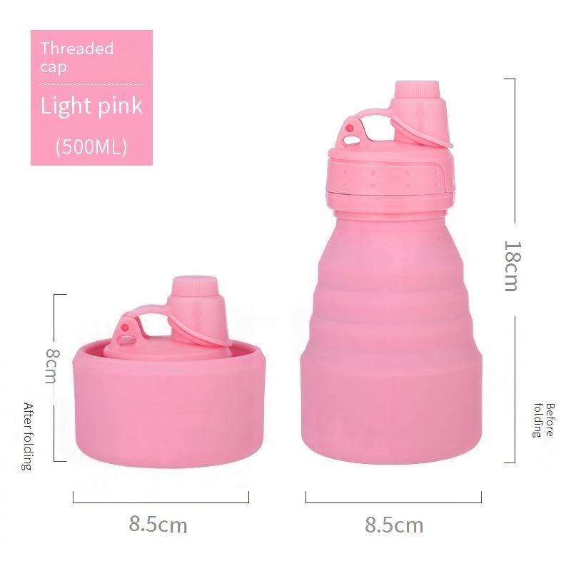 Botella de agua plegable de silicona de grado alimenticio - Vaso deportivo plegable portátil para exteriores, viajes y senderismo (a prueba de fugas, sin BPA, 500 ml)_voghion.com