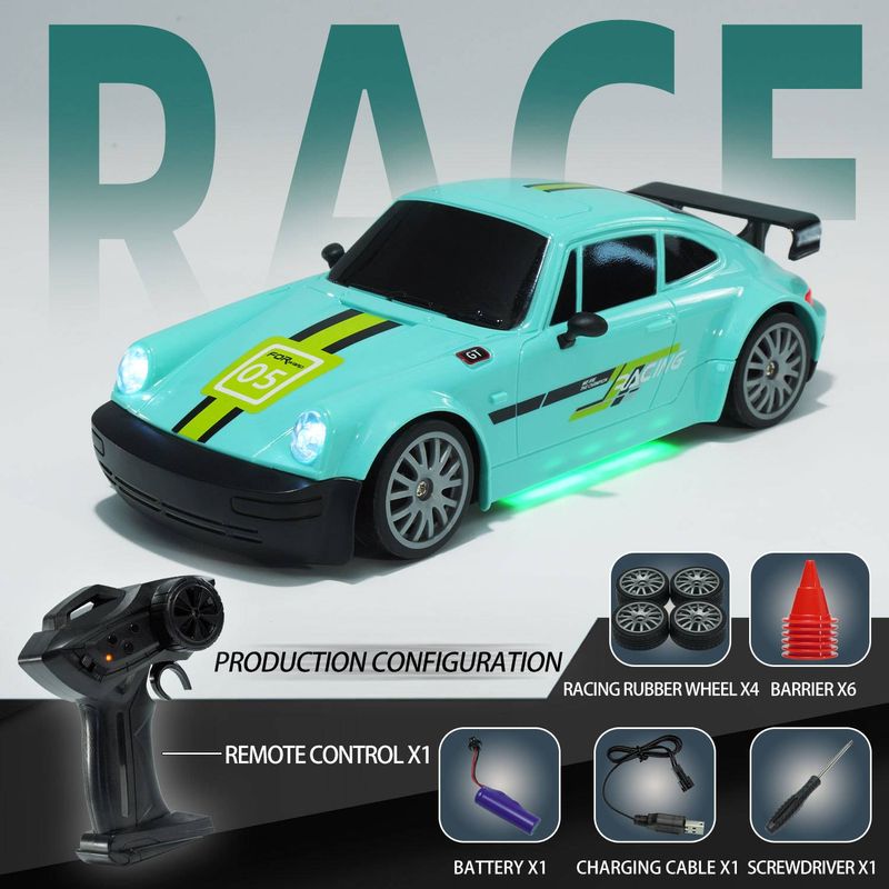 Voiture télécommandée professionnelle à quatre roues motrices, dérive à grande vitesse, lumières de course, voiture de dérive de course pour enfants, jouets de voiture télécommandée_voghion.com