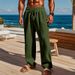 Pantaloni casual da uomo a gamba dritta con righe verticali - Pantaloni larghi, a vita media e vestibilità comoda per l'autunno_voghion.com