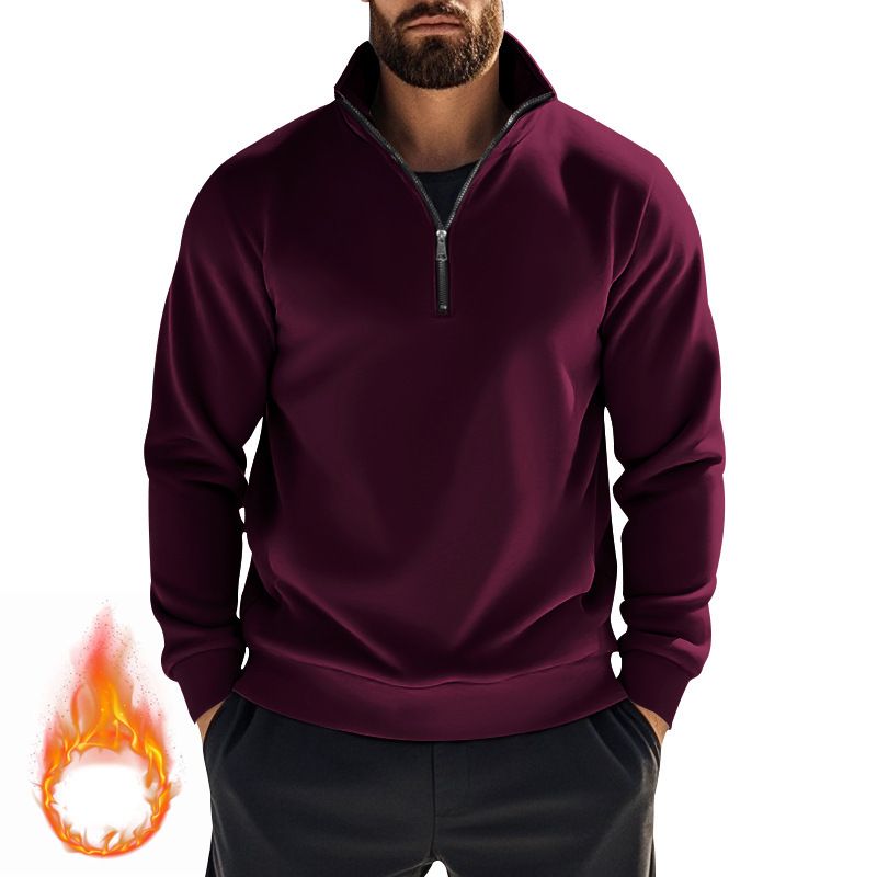 Herren-Kapuzenpullover mit Fleecefutter und Reißverschluss – Warmer Pullover mit Stehkragen für den Winter (Hellgrau/Burgunderrot/Weiß/Schwarz/Anthrazit/Camel/Rot/Beige, S-XXXL)​_voghion.com