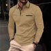 Herrenbekleidung Herren Alltag Casual Patchwork Tasche Einfarbig Revers Langarm Große Größe Poloshirt Herrenbekleidung_voghion.com