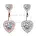 Piercing per ombelico in acciaio inossidabile anallergico, bottone dorato, zirconia cubica di design, 6 diametri, a forma di cuore, per corpo_voghion.com
