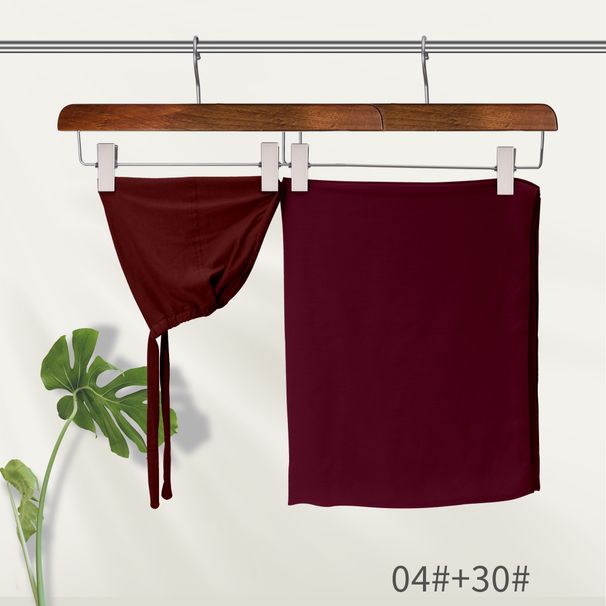 Komplet hidżabu z modalu i szyfonu – kaptur bez szwów + szal (oddychające, dwuczęściowe nakrycie głowy dla muzułmanek)_voghion.com