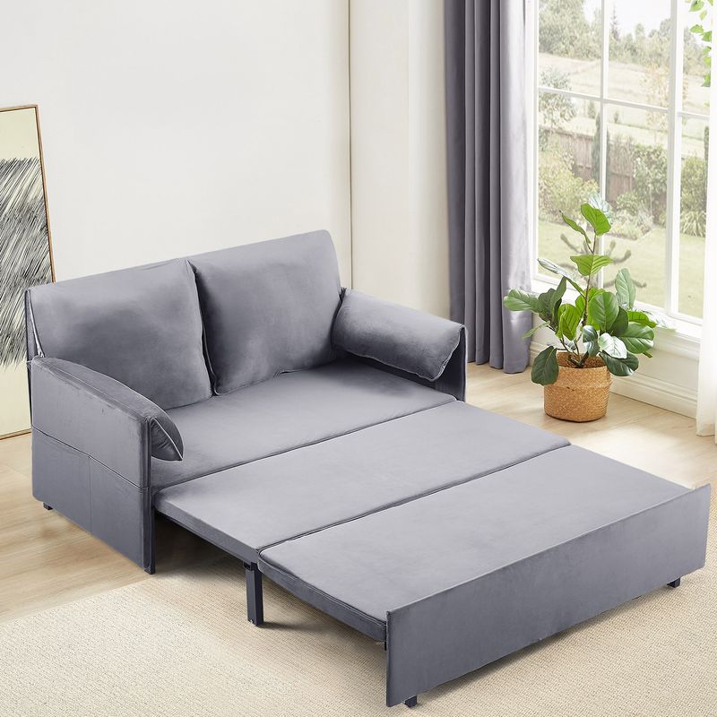 63inch Variable Sofa Bed With Double Armrest,
Grey Velvet Fabric Sofa Bed,
Pull-down 80inch Comfortable Large Bed_voghion.com
