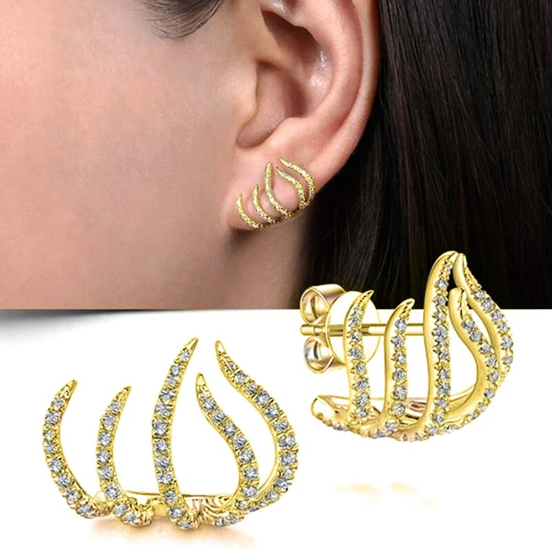Orecchini a perno con artigli color argento con cristallo AAA e pietra CZ, design moderno, accessori versatili alla moda, gioielli da donna 2022_voghion.com