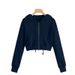 Felpa con cappuccio da donna con cerniera e fodera in pile - Elegante pullover casual per primavera, autunno e inverno - Leggero misto cotone con cappuccio con coulisse_voghion.com