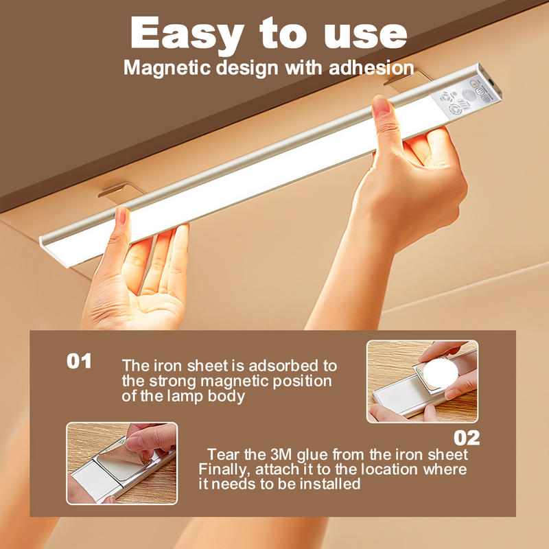 Ultra-Thin USB Smart LED Cabinet Light With Motion Sensor - 3 Color Temperatures & Adjustable Brightness, Soft Lighting For Kitchen_voghion.com
