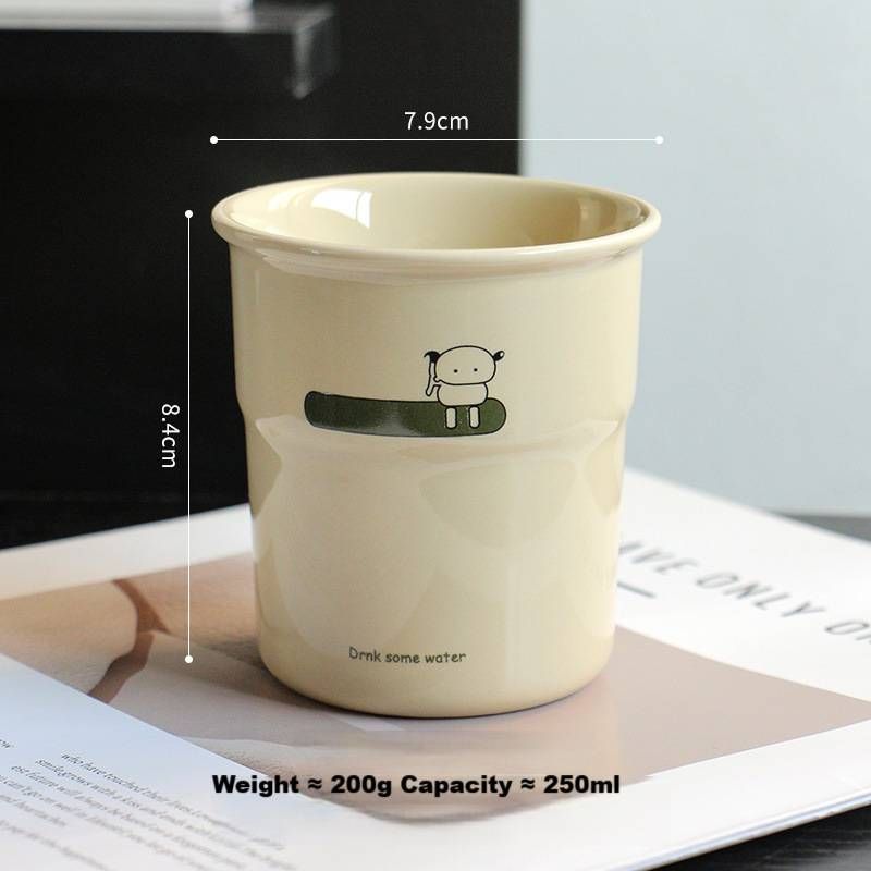 Simple Cute Cream Color Handy Cup Coffee Cup Water Cup Milk Cup Breakfast Cup Hand-held Cup Cartoon Cup_voghion.com