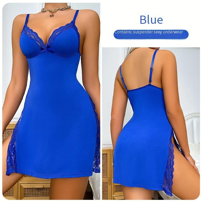 Women's Sleepwears New Bow Slit Sexy Pajamas_voghion.com