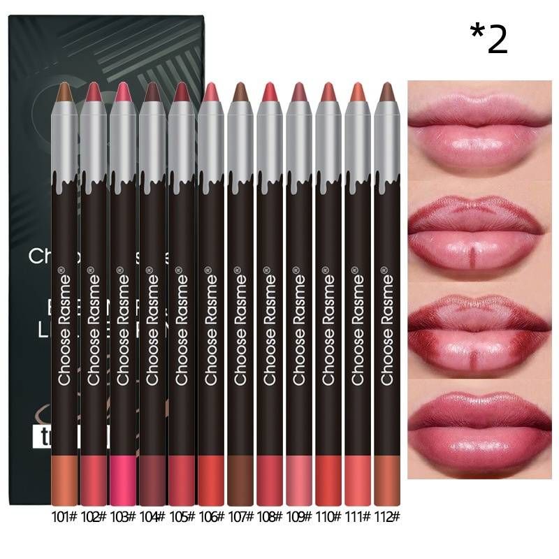 hot Sale 12 Color Lip Liner Matte Long Lasting Foaming Pen Waterproof Easy To Color Velvet Lipstick Pen Lip Pencil_voghion.com