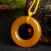 Yellow Agate Peace Charm Pendant For Both Men And Women, Couple Style. Round-shaped Pendant Made Of Ice-grade Jade. Jade Ring Pendant._voghion.com