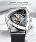 DUNCOUGAR Fashion Triangle Skeleton Dial Automatic Watch Black Silver Silicone Strap Mechanical Wristwatch Top Brand Men's Clock_voghion.com