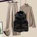 Damen-Set aus Strickpullover und Weste in Übergröße mit schmal geschnittener Loungehose, lässiges Herbst-Winter-Outfit, übergroßer schicker Pullover und Hose_voghion.com