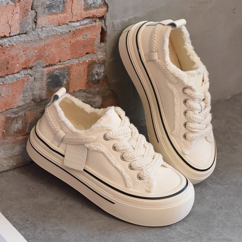 Nowe grube podeszwy, zwiększające wysokość płócienne buty dla kobiet, uniwersalne buty codzienne, modne buty sportowe Ins Niche Design dla kobiet, modne buty damskie_voghion.com