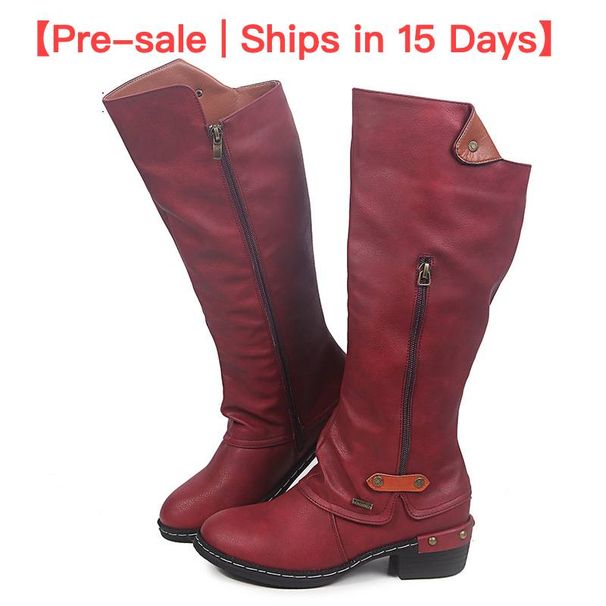 【Preventa | Envío en 15 días】Botas altas de piel para mujer, tallas grandes_voghion.com