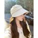 Cotton Linen Ice Lining Extended Brim Fisherman's Hat Women's Big Head Wrap Wrinkled Face_voghion.com