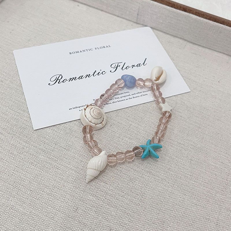 Ozean-Stil Bunte Perlen Muschel Seestern Armband für Frauen, Sommer Nische Reise Urlaub Beste Freundin Schmuck_voghion.com