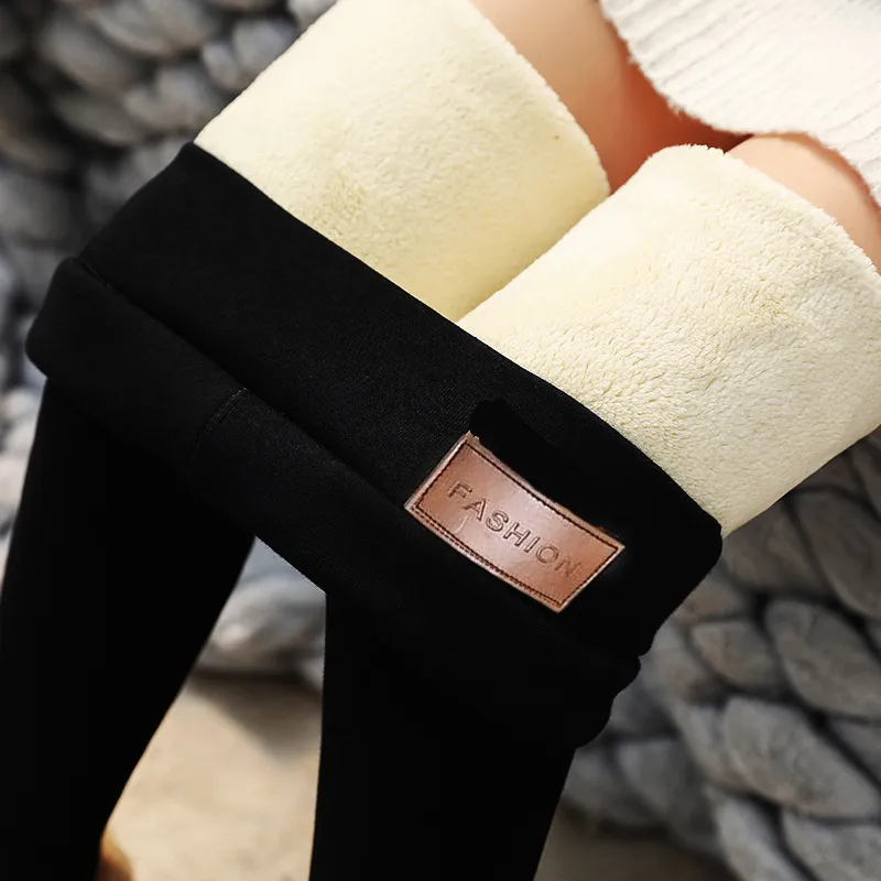 Leggings en peau d'agneau super épais pour femmes, en coton d'hiver, plus polaire épaissie pour porter un pantalon intégré taille haute, pantalon thermique en coton_voghion.com