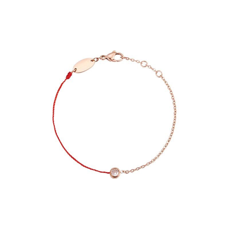 Sterling Silber Französisch Glück Sternzeichen Jahr Rot String Rose Gold Moissanite Mode Einzelnen Diamant Armband_voghion.com