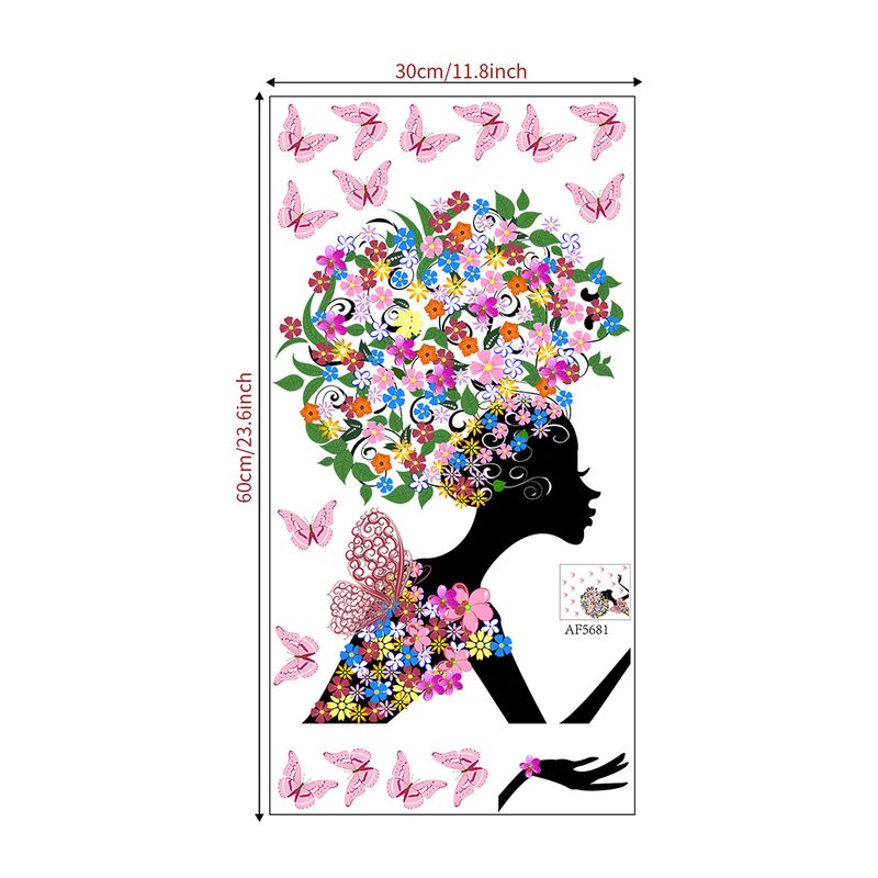 Adesivi murali per camera da letto con farfalla rosa AF5681 per ragazze con fata dei fiori_voghion.com