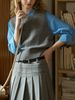 Merino Wool Knitted Vest British College Style Layered Top Inner Outer Wear Women Autumn Winter_voghion.com